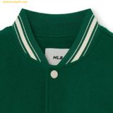  Áo Khoác Bomber MLB Basic Medium Logo Wool Varsity Jacket NY (Mg.Green) 3AJPB0131-50GNM Tay Da 