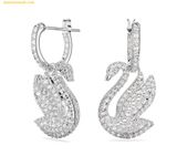  Bông Tai, Khuyên Tai Swarovski Iconic Swan drop earrings Swan, White, Rhodium plated 5647545 