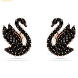  Bông Tai, Khuyên Tai Swarovski Swan stud earrings Crystal pearl, Black 5684608 