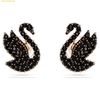 Bông Tai, Khuyên Tai Swarovski Swan stud earrings Crystal pearl, Black 5684608