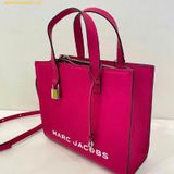  Túi Tote Marc Jacobs Mini Grind Coated Leather Tote Hồng Đậm 