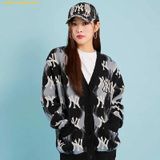  Áo Khoác Cardigan MLB Argyle Monogram New York Yankees - Màu Đen Xám 3AKCY0224-50BKS 