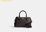  Túi Trống Coach Rowan Satchel Bag In Signature Canvas Màu Đen Logo CV961 