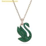  Dây Chuyền Swarovski Iconic Swan Pendant Swan, Green, Rose Gold-Tone Plated 5650067 