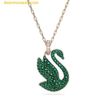  Dây Chuyền Swarovski Iconic Swan Pendant Swan, Green, Rose Gold-Tone Plated 5650067 