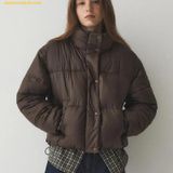  Áo Khoác Phao WHOAU High Neck Short Puffer Padding WHJPE4V15F Màu Nâu 