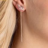  Bông Tai, Khuyên Tai Swarovski Swan drop earrings Swan, Pink, 18k rose gold plated 5469990 