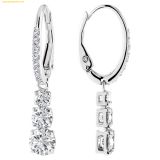  Bông Tai Swarovski Stilla Attract hoop earrings Round cut, White, Rhodium plated 5416155 