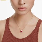  Dây Chuyền, Vòng Cổ Swarovski Bella V pendant Round cut, Red, Gold-tone plated 5724287 