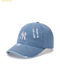  Mũ Lưỡi Trai MLB Damaged Washed Denim Unstructured Ball Cap NY (L.Blue) 3ACPVD34N-50BLL 