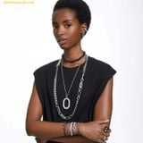  Bông Tai, Khuyên Tai Swarovski Matrix hoop earrings, Baguette cut, Gray, Ruthenium plated 5658650 