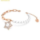  Vòng Tay, Lắc Tay Swarovski Stella Bracelet Crystal Pearls Star White Rose Gold-Tone Plated Medium 5645461 