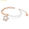  Vòng Tay, Lắc Tay Swarovski Stella Bracelet Crystal Pearls Star White Rose Gold-Tone Plated Medium 5645461 
