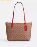 Túi Tote Coach Fiona Zip Tote Bag In Signature Canvas Carnation CBT18 - Maple 