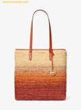  Túi Tote Michael Kors The Michael Large Ombré Straw Tote Bag Red Clay 35S5S01T3W 