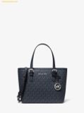  Túi Tote Michael Kors Very small Jet Set Travel tote bag with top zip closure and logo Navy Blue 35T9STVT0B 