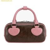  Túi Xách Find Kapoor Heart Block Bag 22 Crinkled Brown Pink Màu Hồng Nâu 