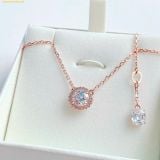  Dây Chuyền, Vòng Cổ Swarovski Una Angelic pendant Round cut, Pavé, White, 18k rose gold finish 5636272 