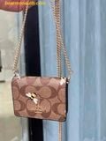  Ví Coach Mini Wallet On A Chain In Signature Canvas With Bee Print Màu Gold Khaki - C8677 