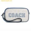 Túi Cầm Tay Coach Jamie Wristlet In Signature Canvas With Varsity Motif Màu Trắng Xanh C8851