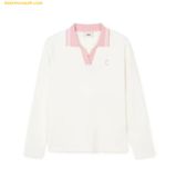  Áo Polo Tay Dài MLB Women's Basic Small Logo Long Sleeve Collared T-Shirt CLE (Cream) 3FPQB0141-45CRS 