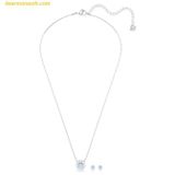  Bộ Dây Chuyền Và Bông Tai Swarovski Una set Round cut, Blue, Rhodium plated 5480485 