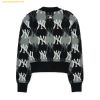 Áo Khoác Cardigan MLB Argyle Monogram Crop Cardigan New York Yankees 3FKCY0124-50BKS Màu Đen Xám 