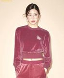  Áo Sweat Crop MLB Women's Basic Velvet Crop Man-to-Man LA (Pink) 3FMTB0924-07PKS 