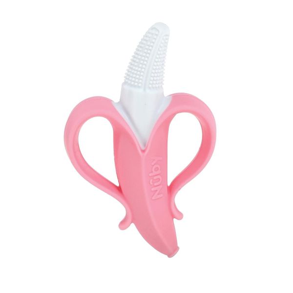  Nuby Gặm nướu trẻ em bằng silicone, hình chuối màu hồng 