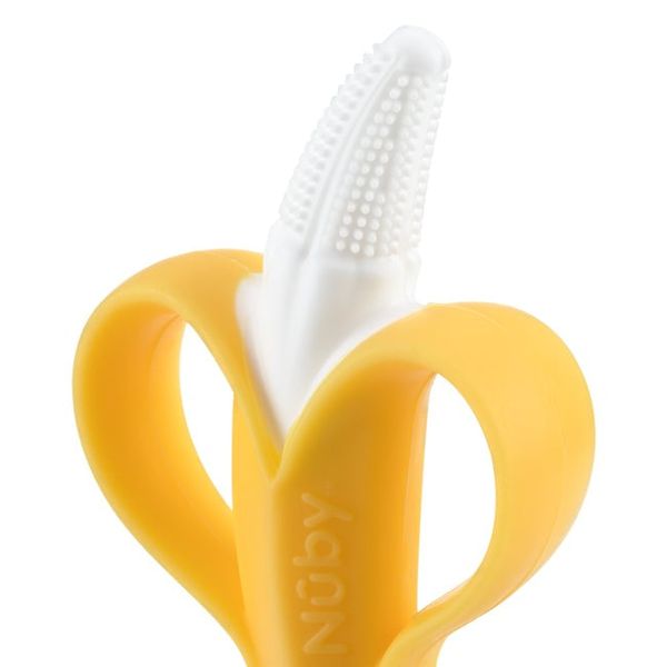  Nuby set gặm nướu trẻ em bằng silicone, hình chuối màu vàng và hình cà rốt màu cam 81159 