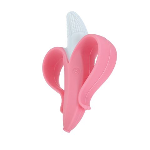  Nuby Gặm nướu trẻ em bằng silicone, hình chuối màu hồng 