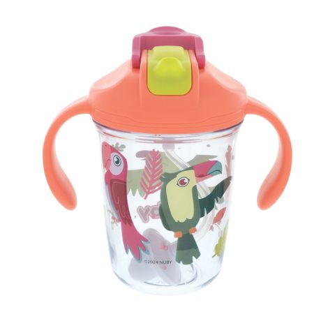  Nuby Bình tập uống bằng nhựa cho bé có ống hút và 2 tay cầm, dung tích 240ml 