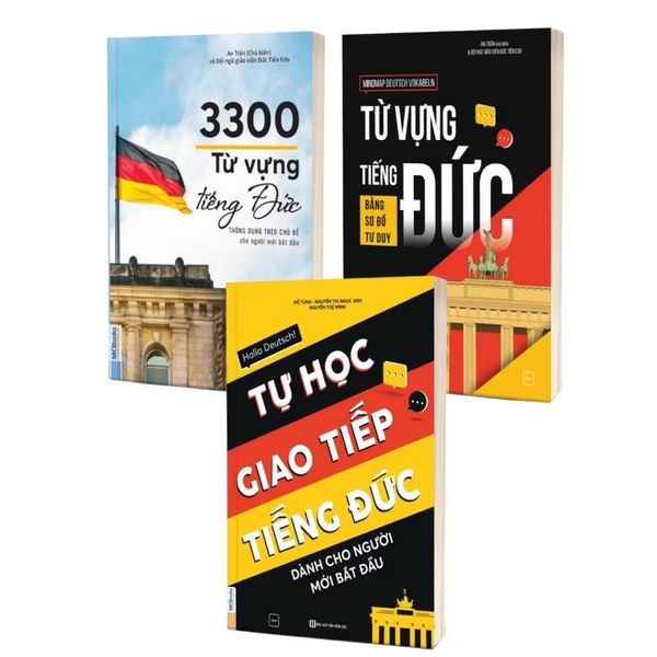 Bộ 3 cuốn sách Tự học - 3300 từ vựng, tự học giao tiếp và tự học tiếng đức