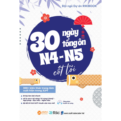 30 ngày tổng ôn N5–N4 cốt lõi - 300+ kiến thức trọng tâm xuất hiện trong JLPT- Riki