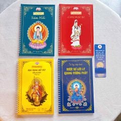 Combo chép kinh 4 quyển: Kinh Địa Tạng Bồ Tát, Kinh Dược Sư, Kinh Chú Đại Bi, Kinh Sám Hối (Tặng bút+ vòng)