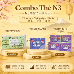 Combo thẻ Flashcard N3: Từ vựng Mimikara + Ngữ pháp - Kanji
