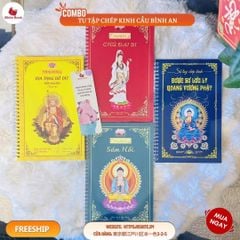 Combo chép kinh 4 quyển: Kinh Địa Tạng Bồ Tát, Kinh Dược Sư, Kinh Chú Đại Bi, Kinh Sám Hối (Tặng bút+ vòng)