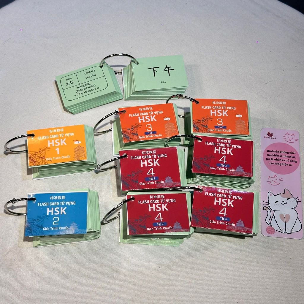Combo Flashcard Từ Vựng Tiếng Trung HSK 1 + HSK 2 + HSK 3 + HSK 4 - Giáo Trình Chuẩn (1200 từ)