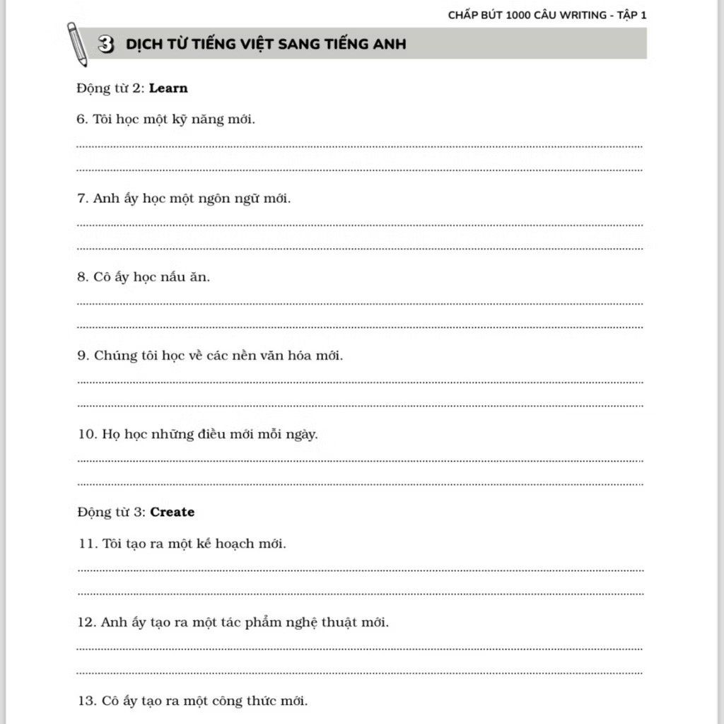 Chấp Bút 1000 Câu Writing Tập 1 – 60 Ngày Gieo Trồng Tư Duy Writing- Cải Thiện Kỹ Năng Viết [Kèm Audio]