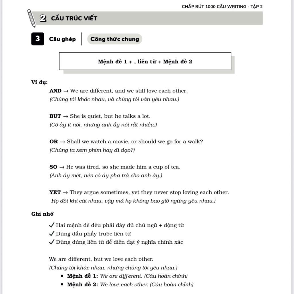 Chấp Bút 1000 Câu Writing tập 2 – 60 Ngày Gieo Trồng Tư Duy Writing- Cải Thiện Kỹ Năng Viết [Kèm Audio]