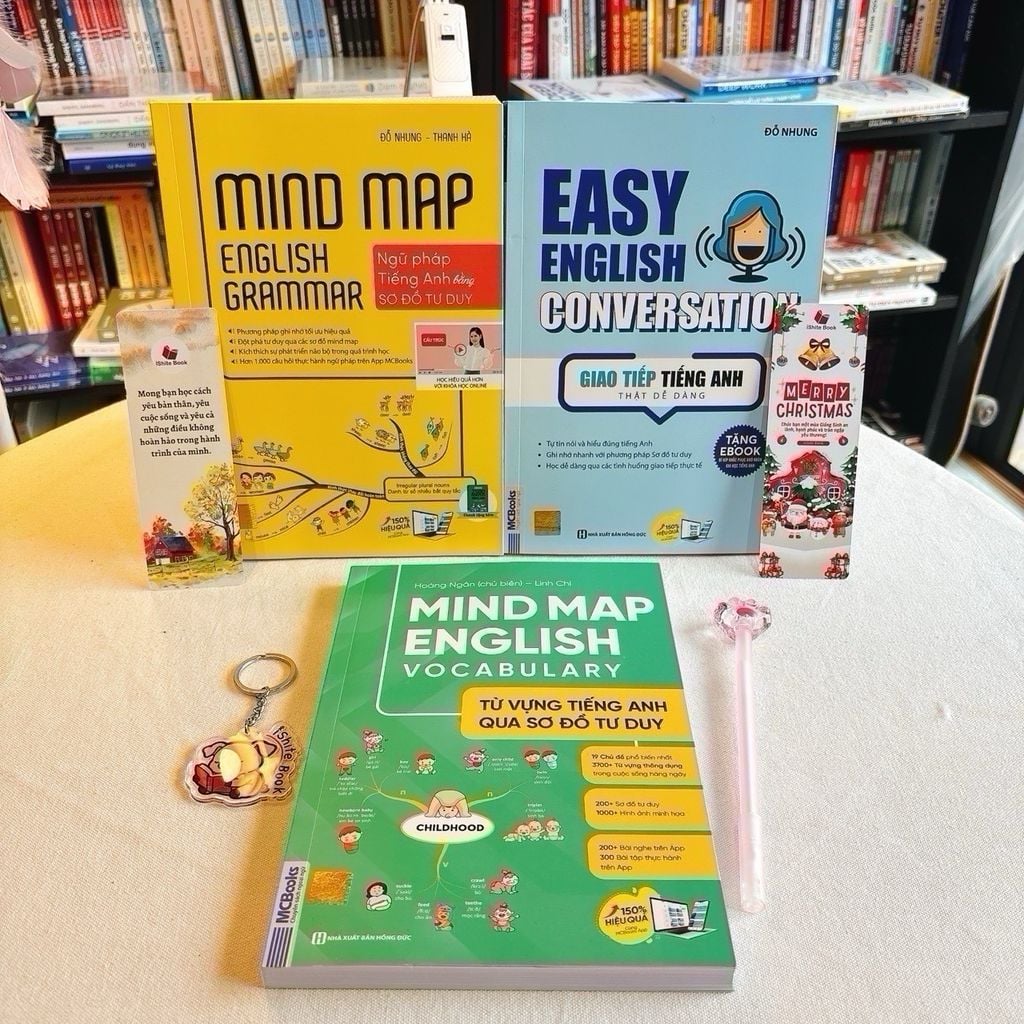 Combo sách học từ vựng ngữ pháp mindmap tiếng Anh