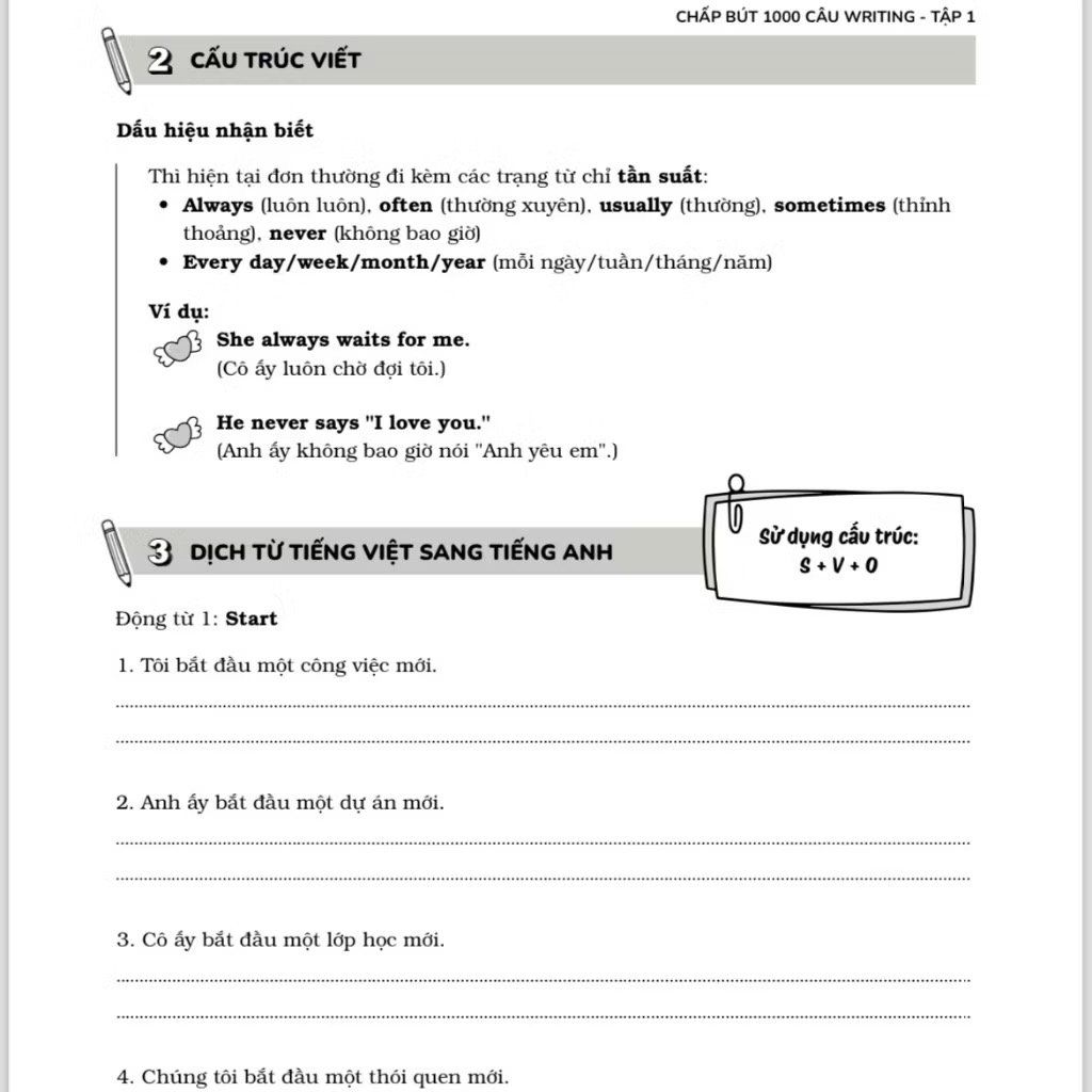 Chấp Bút 1000 Câu Writing Tập 1 – 60 Ngày Gieo Trồng Tư Duy Writing- Cải Thiện Kỹ Năng Viết [Kèm Audio]