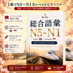 JLPT総合語彙 N5-N1 英語・インドネシア語付き