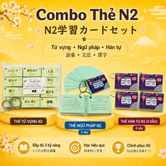 Combo thẻ Flashcard N2: Từ vựng Mimikara + Ngữ pháp - Kanji (ép plastic)