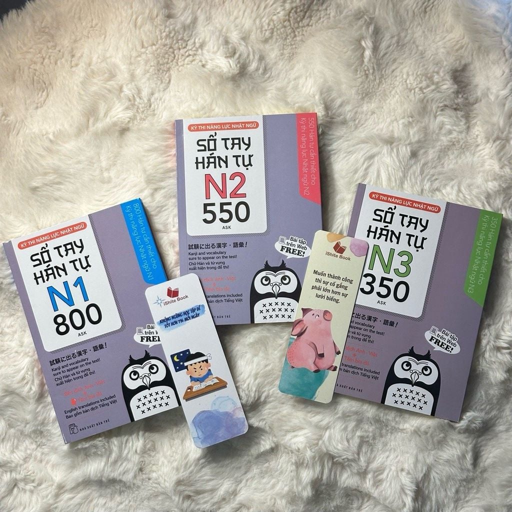 Sổ Tay Hán Tự N3 350 chữ  (Tặng kèm File nghe + Tấm thẻ đỏ)