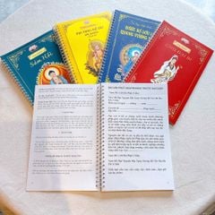 Combo chép kinh 4 quyển: Kinh Địa Tạng Bồ Tát, Kinh Dược Sư, Kinh Chú Đại Bi, Kinh Sám Hối (Tặng bút+ vòng)