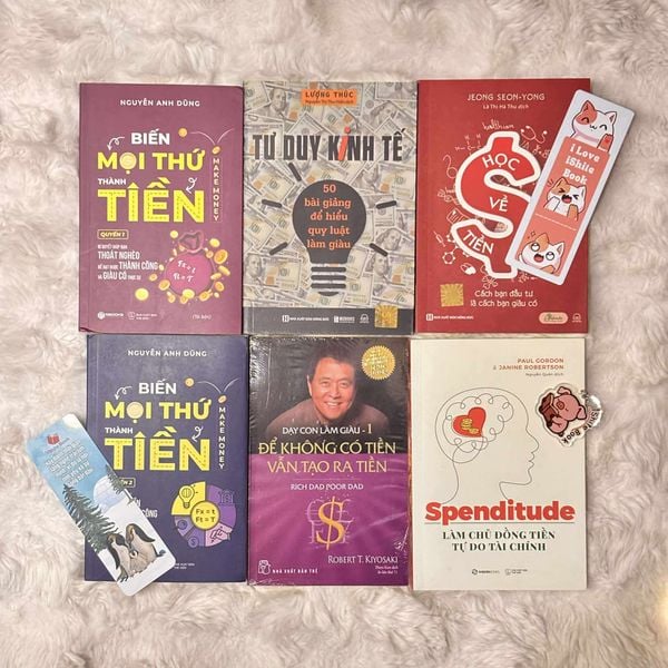 Combo sách: Biến mọi thứ thành tiền+ Tư duy kinh tế+ Học về tiền+ Cha giàu cha nghèo+ Làm chủ đồng tiền tự do tài chính