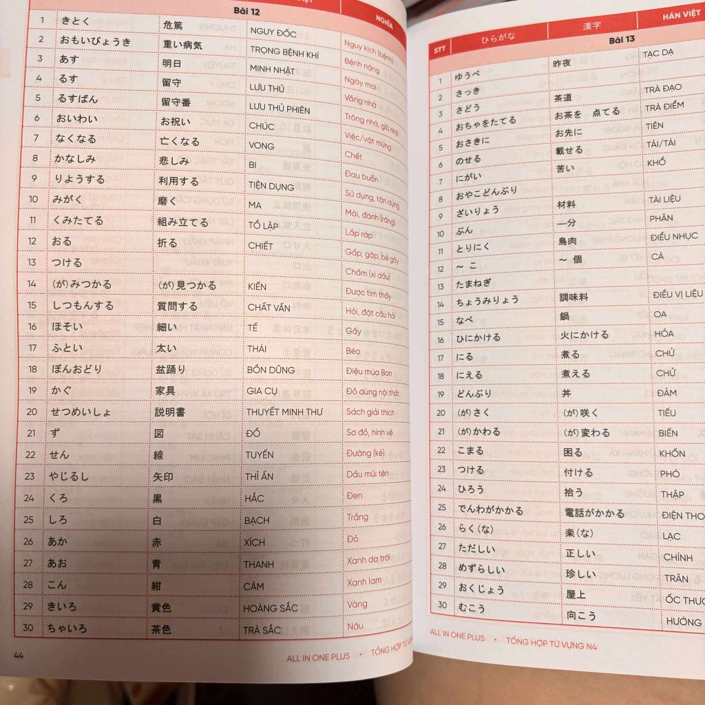 All One Plus-Từ vựng tiếng nhật từ N5-N1