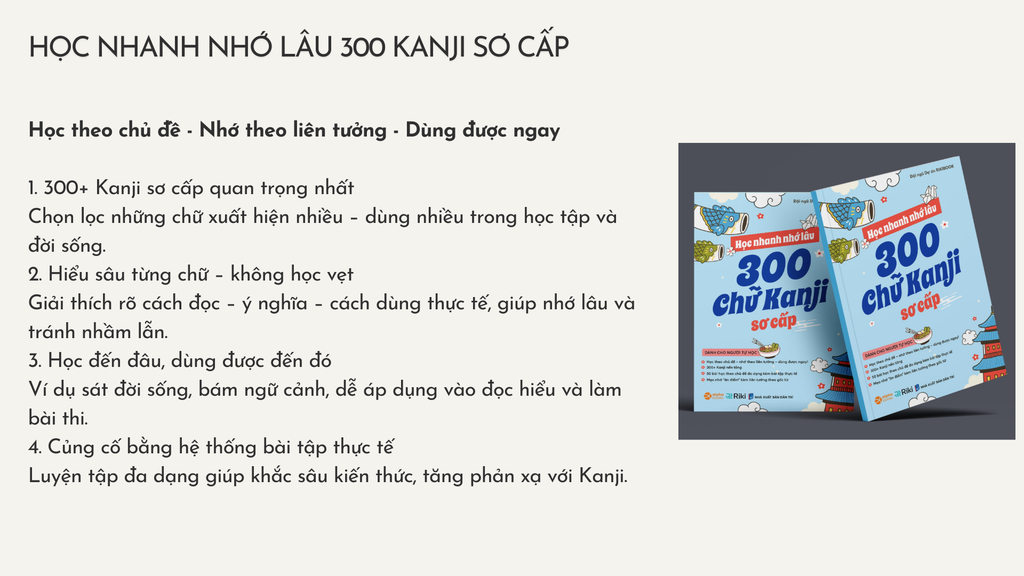 Học nhanh nhớ lâu 300 Kanji Sơ cấp- Riki