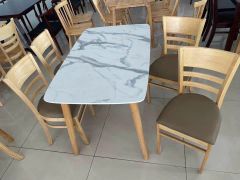 bộ bàn ghế ăn cabin 6 ghế mặt giả đá